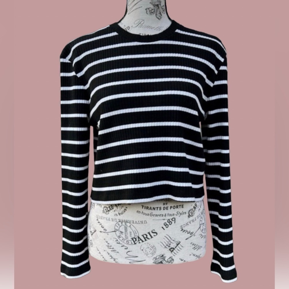 French Connection Cropped Boxy Striped Top